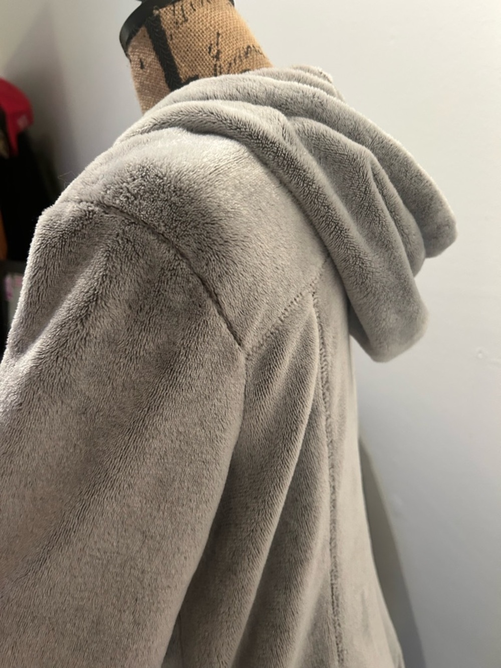 Daisy Fuentes Plush Hooded Jacket in Light Gray - Picture 4 of 6